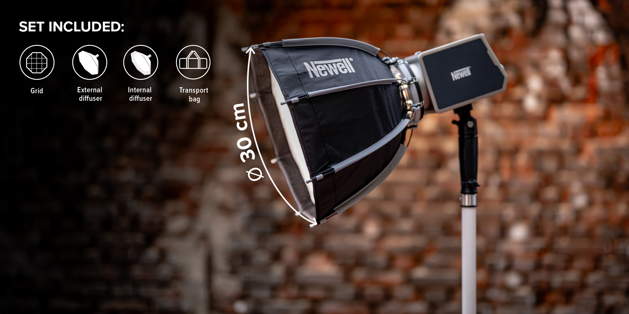 Softbox oktagonalny Newell 30 cm - Mini Bowens typ FM